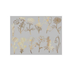 Emaille, glas en keramiek decals Flowers, goud.