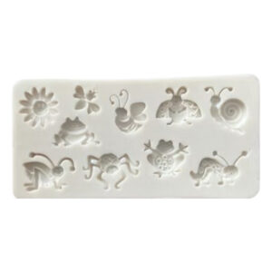 Siliconen mal met verschillende kleine insecten