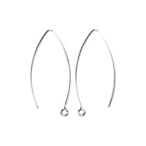 Oorhaken, hoogte 34mm. Ovaal met hangeroogje. 925 Zilver.