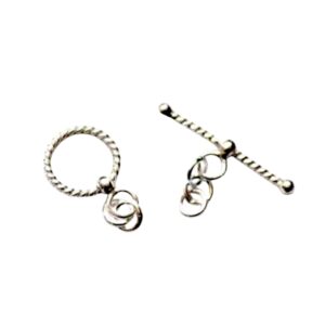 Toggle sluiting, armband sluiting, 925 Sterling zilver twisted