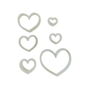 Uitsteekvormen voor kleisieraden Set van 6 hart
