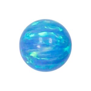 Synhetische opaal. Blauw cabochon. Rond  4mm